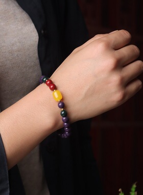 紫气东来单圈手串非遗五行合香珠