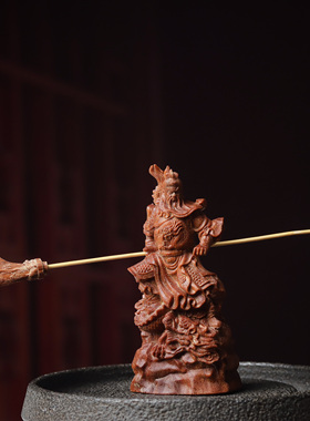 沉香木御龙关公武财神摆件