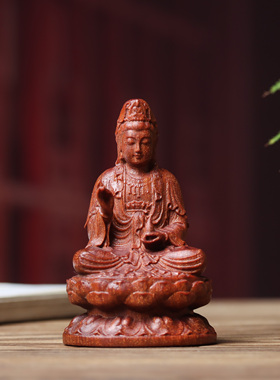 小叶紫檀净瓶观音菩萨佛像摆件