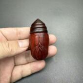 小叶紫檀蝉蛹木雕手把件茧蛹实木雕刻东西南北可旋转按摩手把玩件