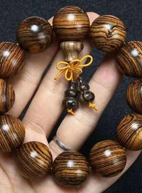 虎皮檀手串佛珠男女手链紫檀金丝楠木黄花梨沉香阴沉木金丝檀手串