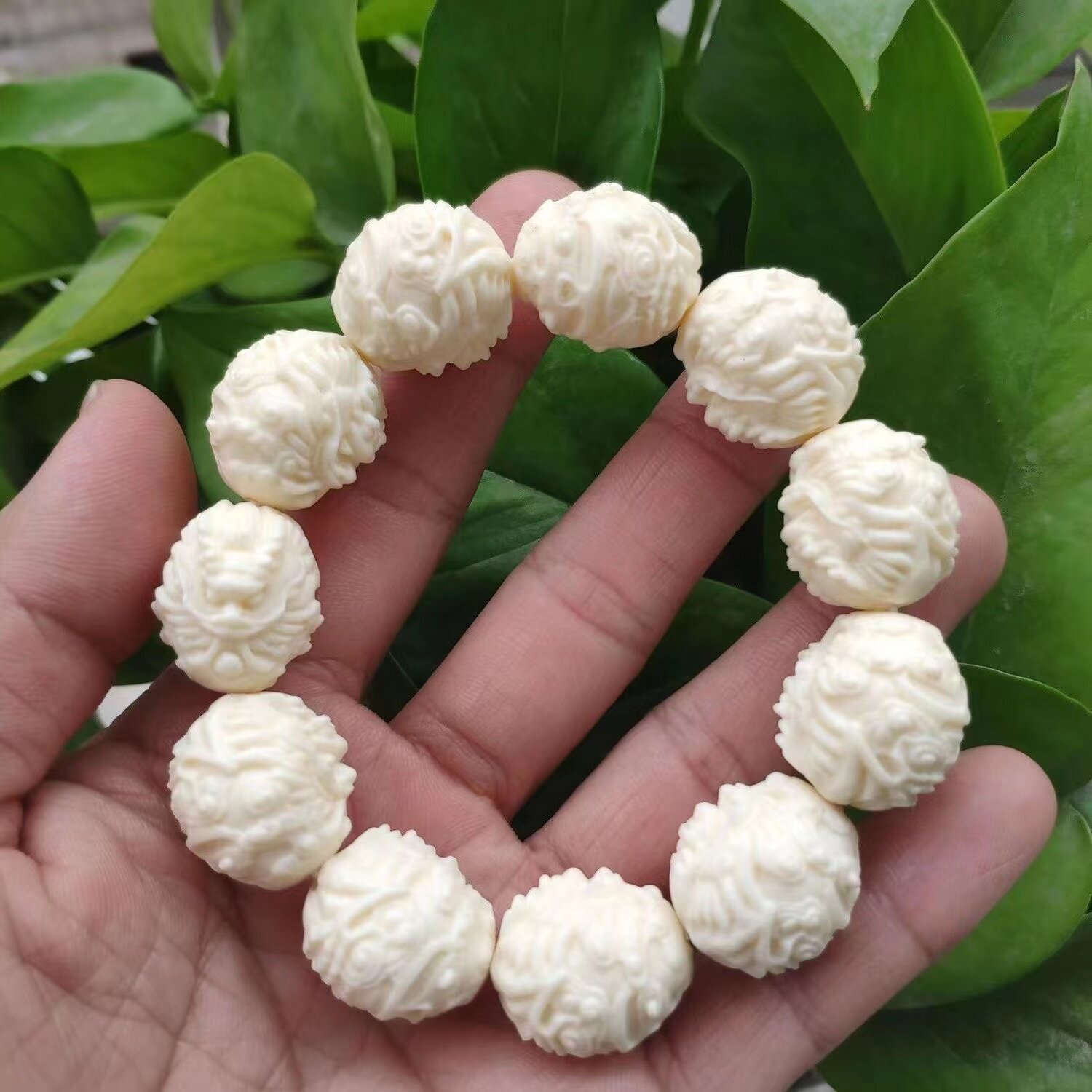 象牙果盘龙吐珠佛珠手串男士文玩手链菩提配饰工艺品一念之间