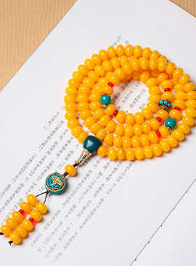 梨花颂黄财米米108颗菩提子原创手工手串手持百搭脖挂斜跨手链子