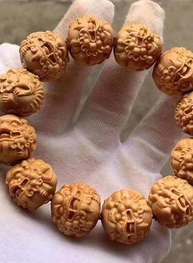 太行崖柏十二生肖手串崖柏雕刻貔貅佛珠手把件手链崖柏木龙珠手串