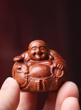 金星小叶紫檀弥勒佛手把件