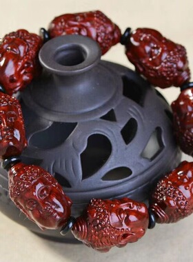 印度小叶紫檀手串一念之间湘工艺雕刻佛珠男士文玩本命年手链手串