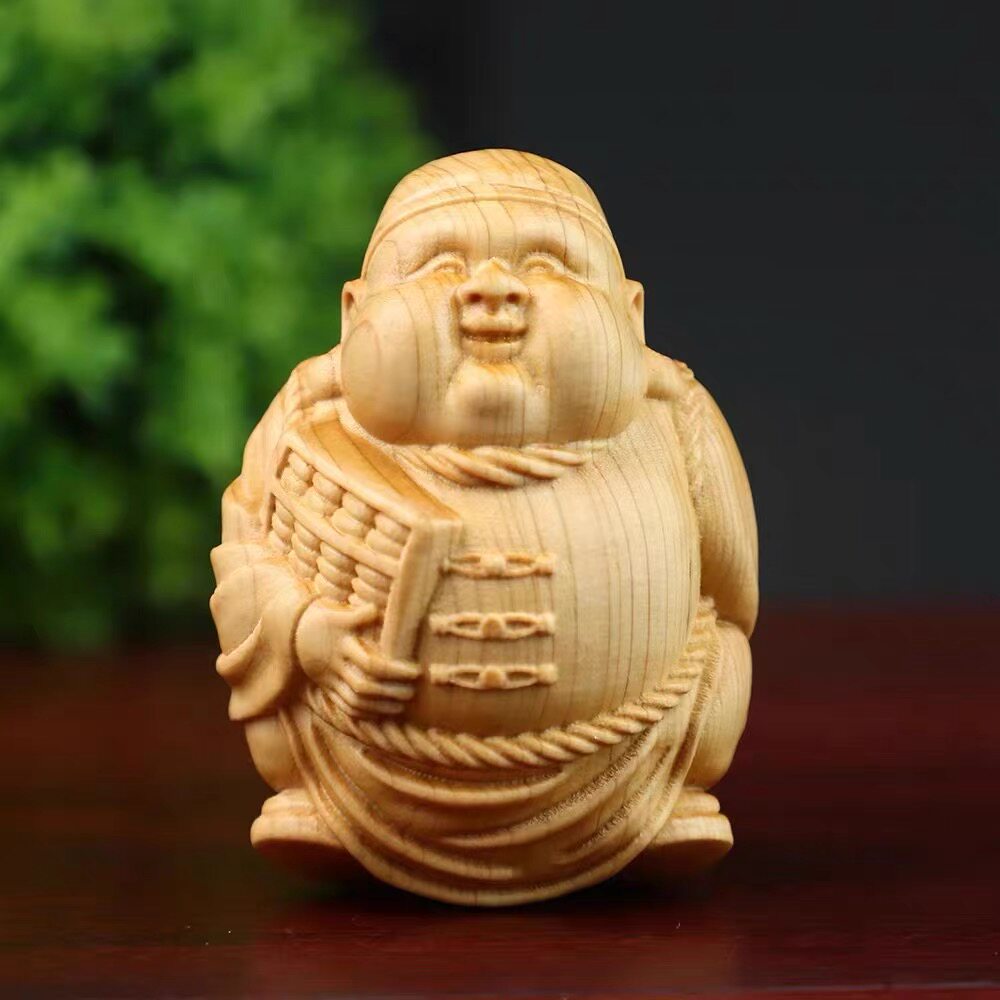 崖柏木雕土财主小地主实木人物随身文玩手把件创意招财工艺品雕刻