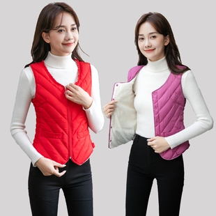 内胆 冬装 秋冬羽绒棉马甲女士贴身短款 坎肩加绒保暖棉背心内穿修身