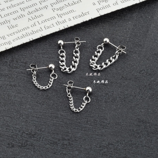 潮流简约耳骨钉耳链个性朋克男女暗黑系耳环明星同款不掉色耳骨链