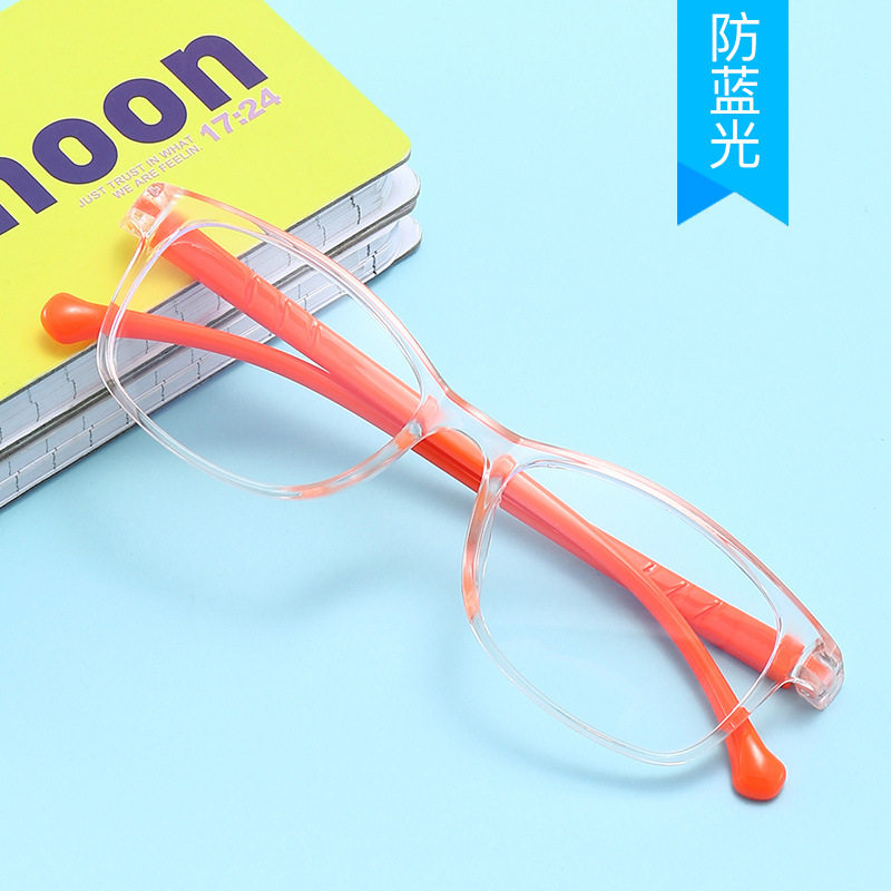 2023新款宝宝平光镜时尚防蓝光网课眼镜框韩版儿童果冻色方形眼镜