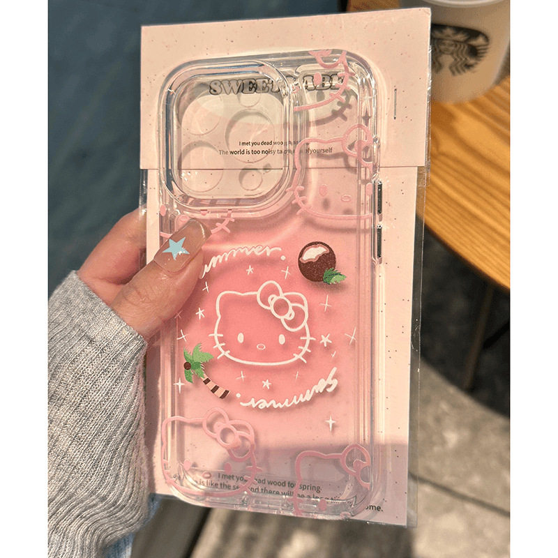 粉晕椰树线条kt适用苹果17PROMAX手机壳iPhone16plus软壳14软妹13,个性定制/设计服务/DIY,手机壳/保护套定制,淘宝优惠券,粉丝福利购,淘宝优惠卷