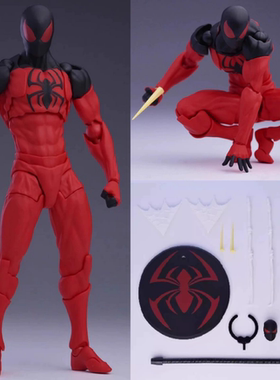 凯恩帕克猩红邻居猩红共生蜘蛛侠毒液SHF黑红战衣关节可动手办