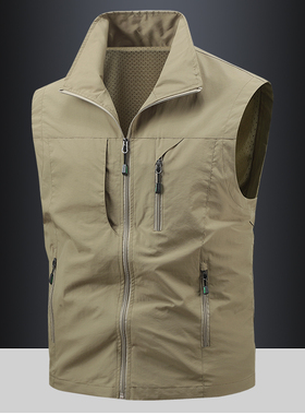 2519厂家直销M-8XL大码秋季新款男士马甲户外休闲运动中青年立领