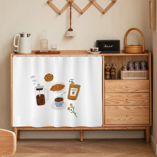 柜子遮挡帘魔术贴亚麻布帘书架柜门防尘拉帘厨房橱柜杂物遮丑帘子