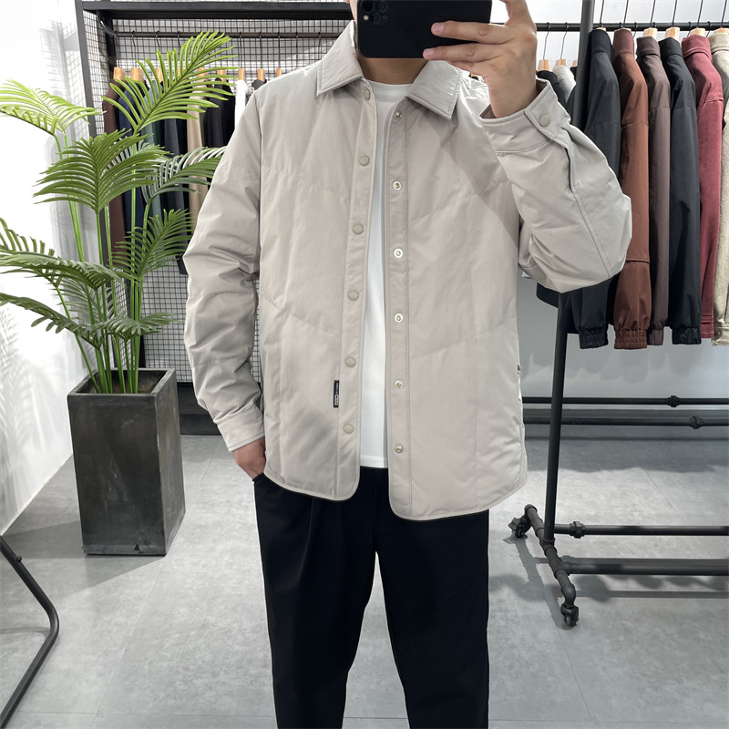 冬季轻薄款翻领羽绒服男潮流休闲90白鸭绒保暖工装外套羽绒衣夹克