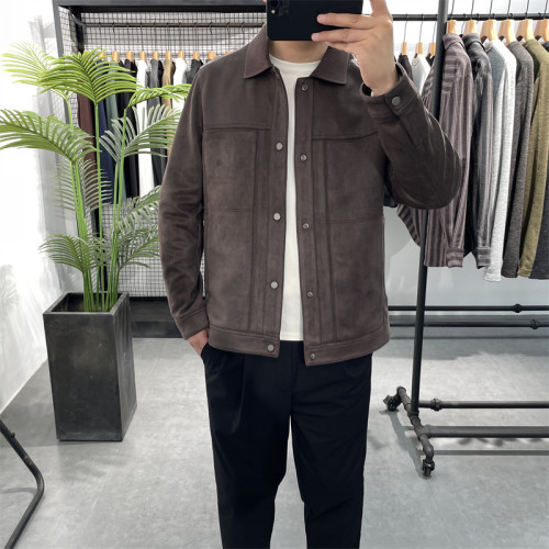 麂皮绒翻领夹克男士休闲工装外套