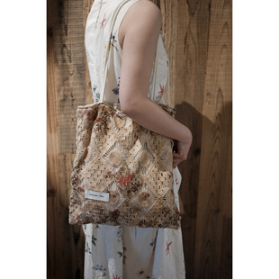 气质波西米亚风花朵时尚 度假百搭单肩包帆布包大容量小众托特包