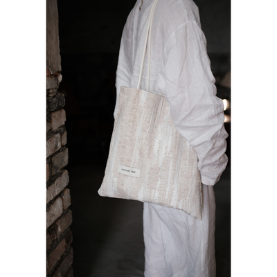 气质条纹棉麻单肩包复古