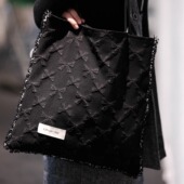 黑色蝴蝶结甜美秋冬时尚 百搭女生单肩包帆布包大容量小众包包绣花