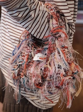 小众法式浪漫红色流苏小hobo水桶包帆布包遛弯包小众包包闺蜜礼物