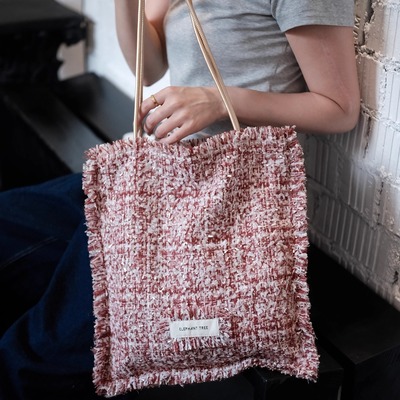 气质红金小香风粗花呢时尚百搭单肩包帆布包大容量小众包包礼物