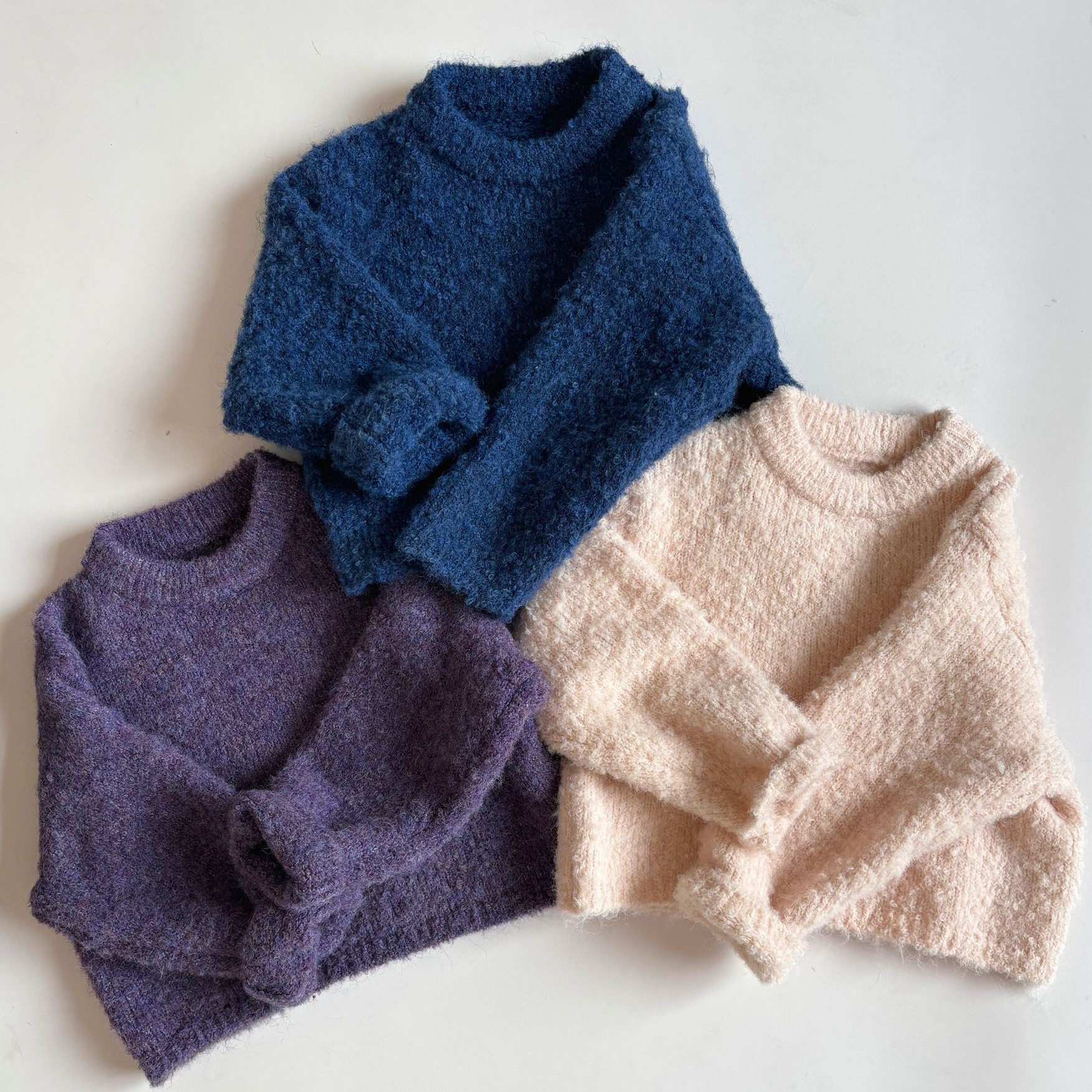 韩国童装2026秋冬女童百搭洋气软糯圈圈纱宽松针织衫宝宝保暖毛衣