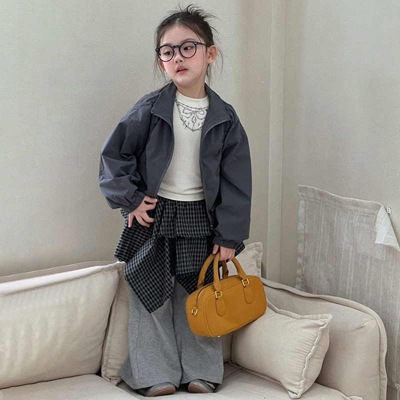 韩版童装2026春季女童洋气简约翻领百搭外套时尚格子屁帘喇叭裤子,童装/婴儿装/亲子装,普通外套,淘宝优惠券,粉丝福利购,淘宝优惠卷