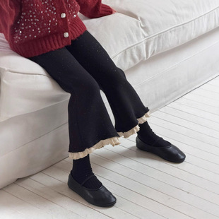 女童加绒喇叭裤2025冬新款儿童时髦洋气闪闪加厚百搭裤子外穿长裤