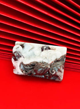 天然朱砂原石雕刻灵狐吊坠