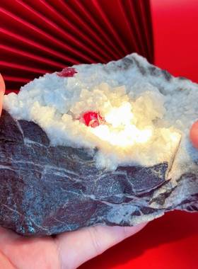 贵州万山朱砂晶体原石摆件天然矿石标本摆件送礼装饰家居原矿标本