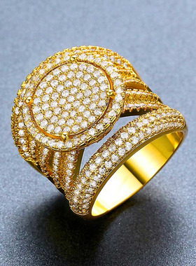 闪亮水钻微镶大气晚会礼服戒指