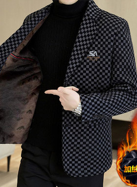 西服男修身呢子外套Autumn winter suit jacket for men business