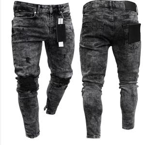 jeans牛仔裤男 jogger pants ripped jeans 欧美紧身破洞牛仔裤男