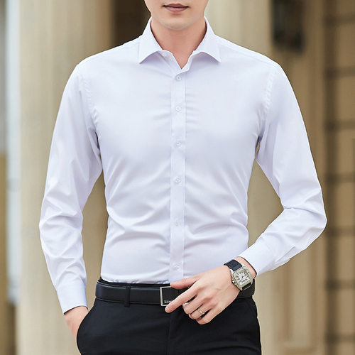 New Plus Size Men Solid Color Business Shirt Fashion Classic