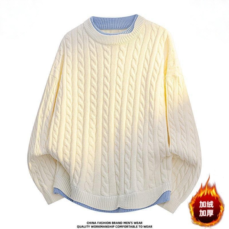 NASA High Quality Fake 2pcs Round Neck Knitted Sweater Men