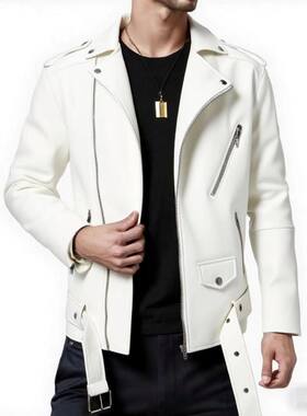 机车款男士皮衣秋冬新品中长款男式皮风衣外套修身韩版jacket men