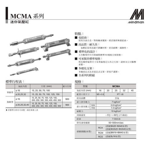 正品 台湾金器  迷你气缸  MCMA-11-16-200-AN  缓冲 不锈钢 附磁