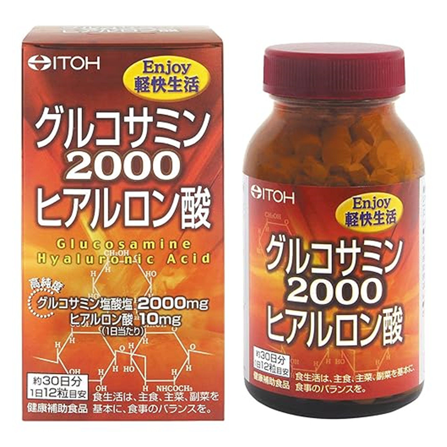 日本ITOH氨糖360粒井藤汉方葡萄糖胺+透明质酸钙片补钙中老年膝盖