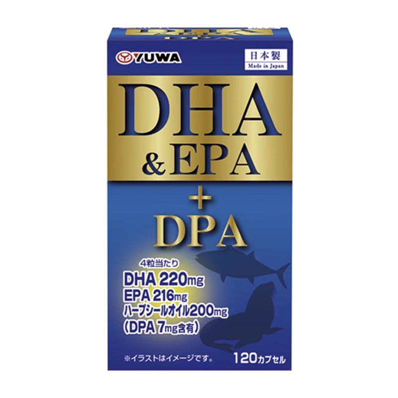 日本代购YUWA鱼油+海豹油120粒DHA＆EPA+DPA血管弹性血脂老人记忆