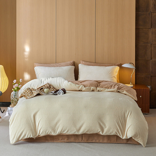 25年7D雕花绒四件套冬季 绒套件加厚保暖双人床品套件4件套