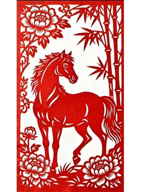 成品宣纸马剪纸 窗花 镂空 中国风 纸质成品 A4 A3