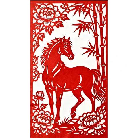 成品宣纸马剪纸 窗花 镂空 中国风 纸质成品 A4 A3