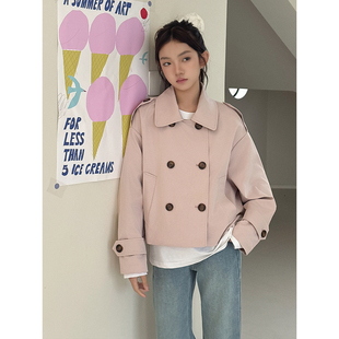 女大童短款风衣2026秋装新款初中生韩系少女青少年简约休闲外套潮
