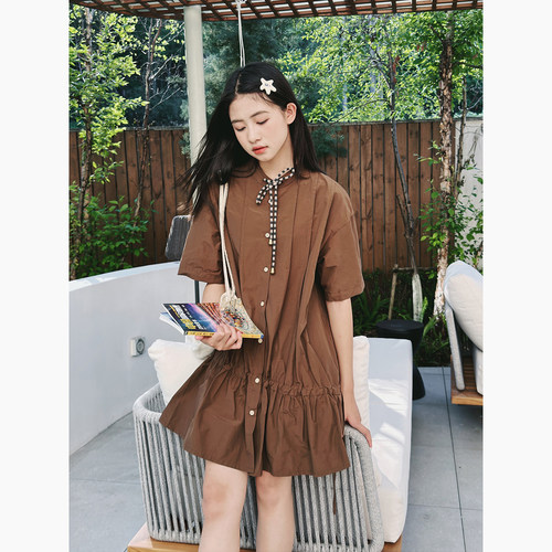 【焦糖玛奇朵】初中生女连衣裙2026夏装新款青少年度假风复古裙子