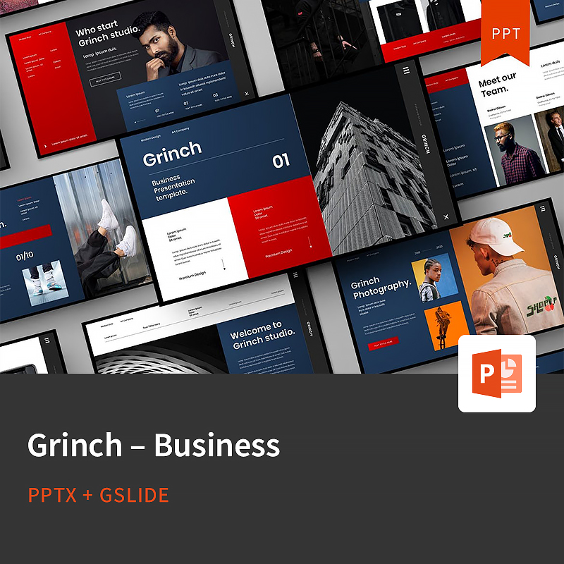 【PPT-507】Grinch欧美高端品牌大气企业商务方案计划杂志PPT模板