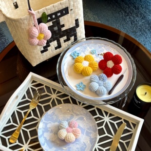 成品2.0云朵版 手工钩织阿富汗可爱花花挂件毛线挂饰ins包包挂件