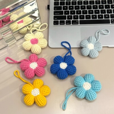 成品手工钩织可爱花花挂件