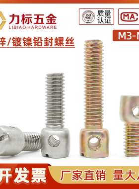 彩锌/镀镍铅封螺丝 电表螺丝 封表螺钉 带孔螺栓M3 M4 M5 M6
