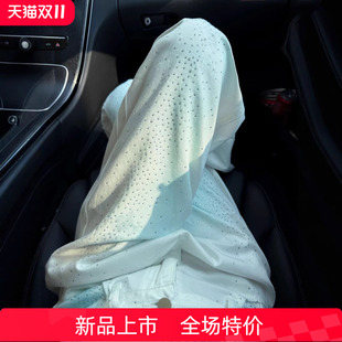 白色裤子女款2026新款爆款时尚百搭重工烫钻高腰显瘦直筒牛仔裤子