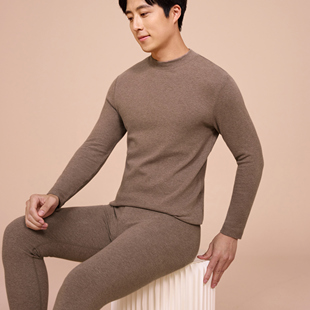 衬衣 中领秋衣秋裤 三针舒绒内衣男纯棉加厚保暖套装 半高领棉毛衫